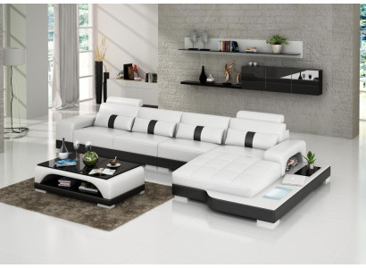 Sofá en forma de L para la sala de estar con sofá de esquina, sofá acolchado y sofá de cuero.