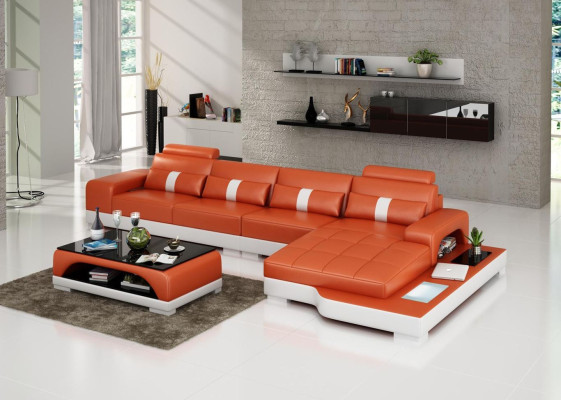 Sofá en forma de L para la sala de estar con sofá de esquina, sofá acolchado y sofá de cuero.