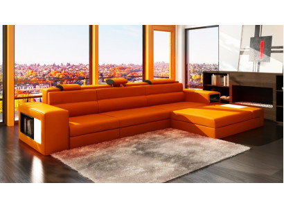 Sofá de diseñador Conjunto de sofás en forma de L con taburete Paisajes de estar Acolchados