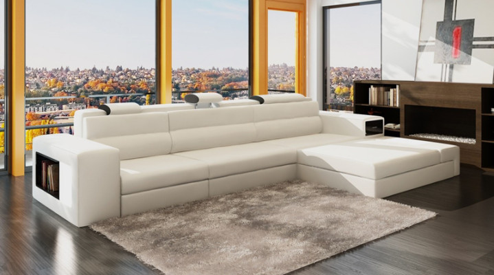 Sofá de diseñador Conjunto de sofás en forma de L con taburete Paisajes de estar Acolchados