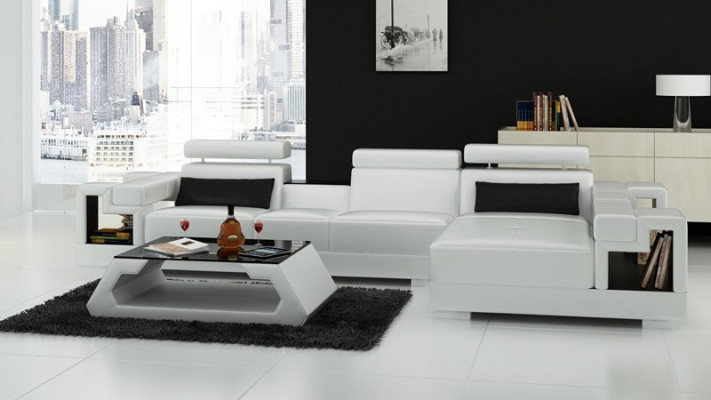 Sofá en forma de L, conjunto de tapicería, sala de estar de diseño, sofá esquinero de cuero.