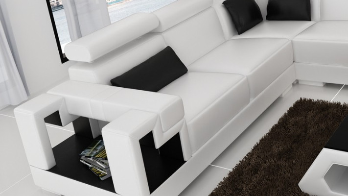 Sofá esquinero Sofá Sofá Acolchado Conjunto de sala de estar de cuero Sofá esquinero Juego de sala en forma de L Nuevo