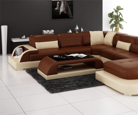Mesa de centro de cuero Mesa moderna Mesa de vidrio moderna Mesas de diseño en vidrio