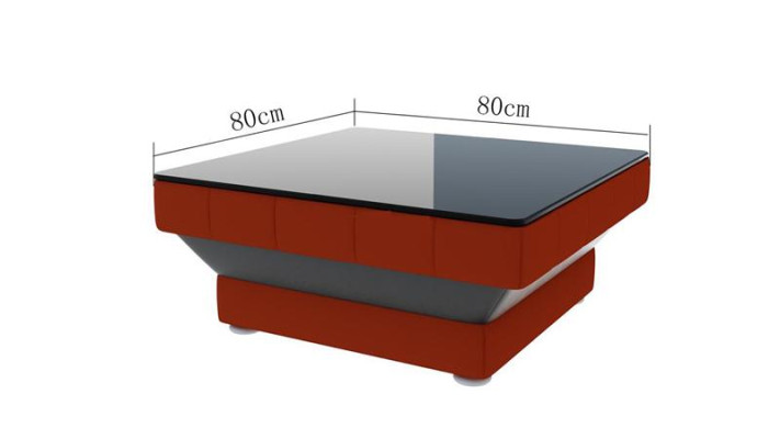 Sofá de cuero Mesas de café Mesa de centro negra Mesa de vidrio Mesa cuadrada