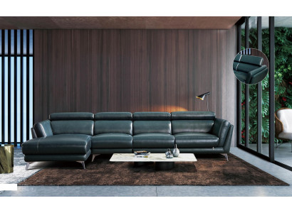 Sofá de esquina de diseño italiano con cojines de asiento, conjunto de esquina de sofá acolchado