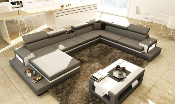 Sofá de cuero Sofá sofá en forma de L Sofá seccional Sofá Diseñador Asiento Esquina LEONARDO-B