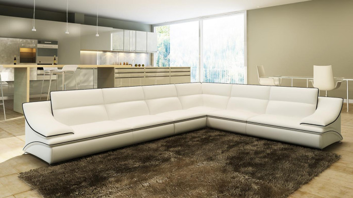 Sofá de cuero conjunto de salón Sofá de esquina XXL Tapizado Esquina Asiento Sofá Juego