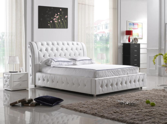 Cama de diseño moderna XXL de hotel, camas de lujo, doble de cuero Chesterfield.