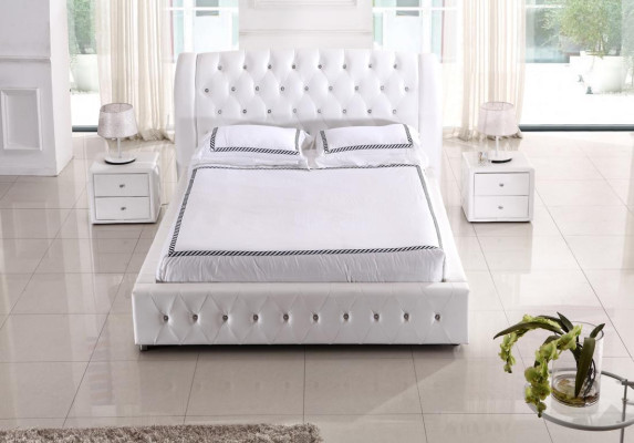 Cama de diseño moderna XXL de hotel, camas de lujo, doble de cuero Chesterfield.
