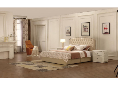 Camas de hotel de diseño moderno Cama XXL de lujo doble de cuero Chesterfield