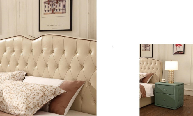 Camas de hotel de diseño moderno Cama XXL de lujo doble de cuero Chesterfield