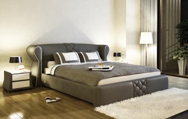 Cuero acolchado cama camas hotel clásico doble diseño matrimonial dormitorio nuevo. 