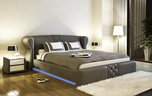 Cuero acolchado cama camas hotel clásico doble diseño matrimonial dormitorio nuevo. 