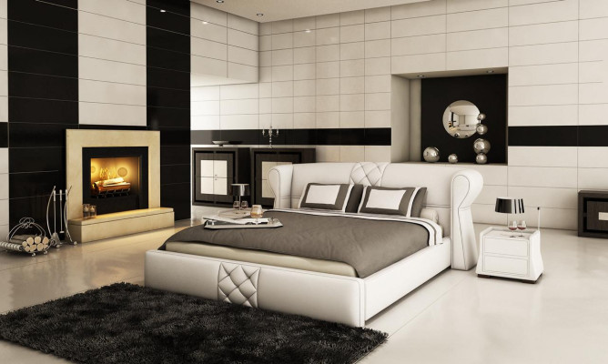 Cuero acolchado cama camas hotel clásico doble diseño matrimonial dormitorio nuevo. 