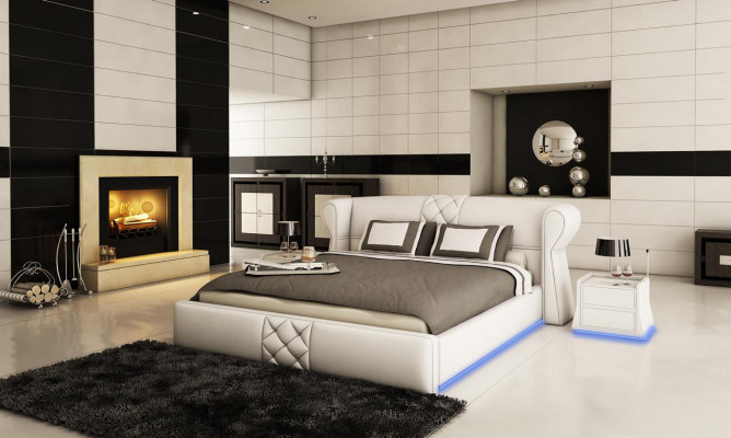 Cuero acolchado cama camas hotel clásico doble diseño matrimonial dormitorio nuevo. 