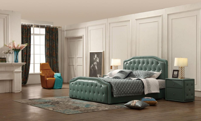 Cama de hotel de diseño moderno, camas XXL, lujo doble de cuero Chesterfield 180x200 cm.