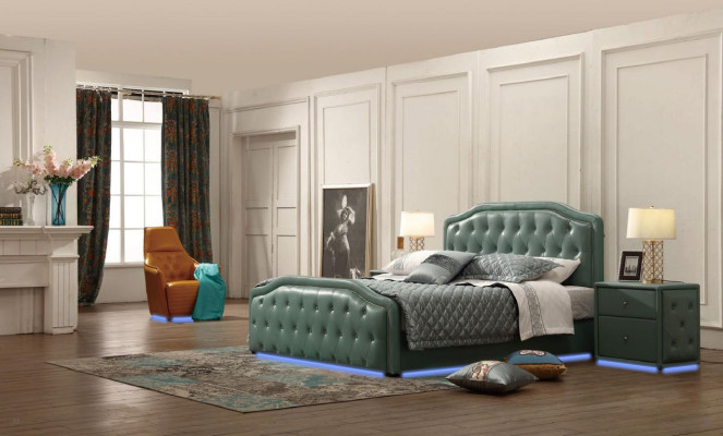 Cama de hotel de diseño moderno, camas XXL, lujo doble de cuero Chesterfield 180x200 cm.