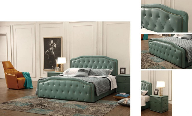 Cama de hotel de diseño moderno, camas XXL, lujo doble de cuero Chesterfield 180x200 cm.