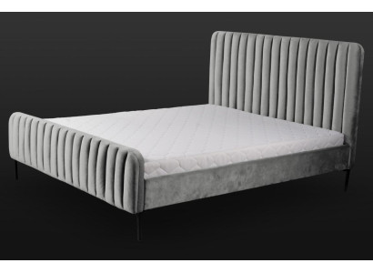 Diseño de muebles de dormitorio dobles grises elegantes con tela para hotel.