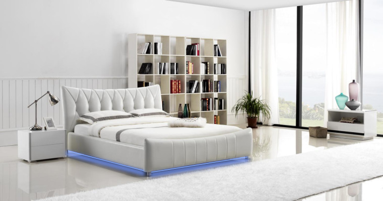 Cama de diseño moderno XXL camas estilo lujo de hotel doble cuero 140 160