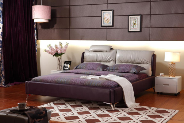 Cama de diseño de lujo moderna XXL, estilo decoración hotelera, doble, cuero, 140 160.