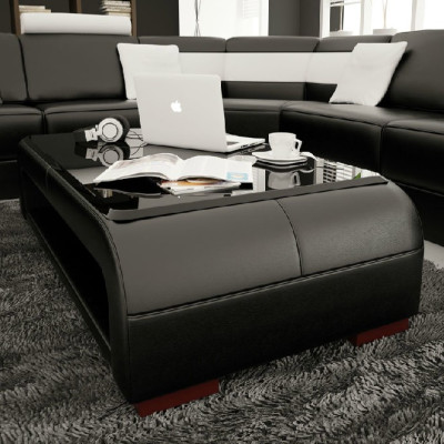 Mesa de café diseño mesa sala de estar cristal piel sofá auxiliar sofá café