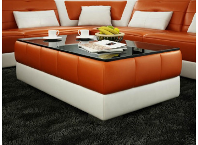 Mesa de centro diseño Mesa sala de estar vidrio Cuero Sofá Sofá Auxiliar Café