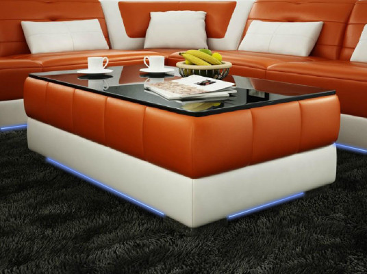 Mesa de centro diseño Mesa sala de estar vidrio Cuero Sofá Sofá Auxiliar Café