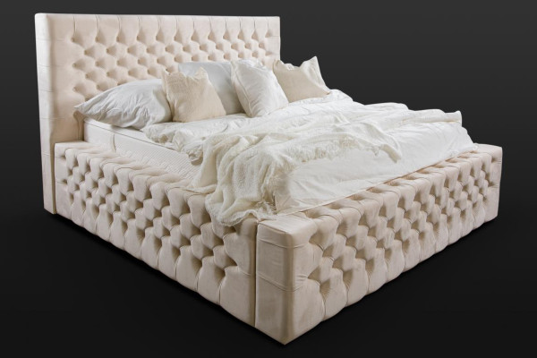 Cama de lujo Chesterfield de terciopelo cama de doble tejido de tela de hotel de 140x200