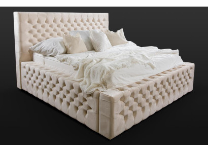 Cama de lujo Chesterfield de terciopelo cama de doble tejido de tela de hotel de 140x200