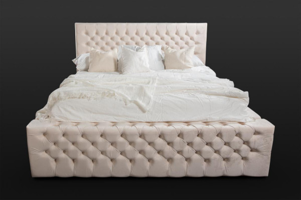 Cama de lujo Chesterfield de terciopelo cama de doble tejido de tela de hotel de 140x200