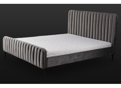 Dormitorio doble gris, diseño de muebles de madera elegante, tela clásica, muebles nuevos.