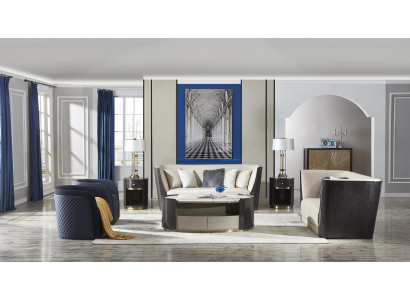 Muebles de diseño italiano para sala de estar, conjunto de sofás, sofá tapizado de cuero.