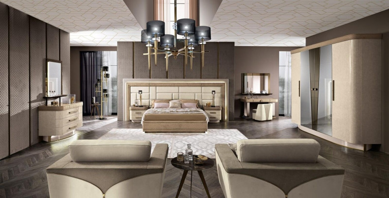 Conjunto completo de dormitorio cama mesita de noche cómoda nuevo diseño dormitorio 9 piezas.