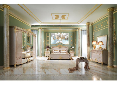 Diseño conjunto completo de dormitorio cama mesita de noche cómoda nuevo Italia 6 piezas conjuntos.