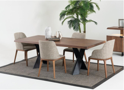 Diseño de muebles de comedor de madera, moderno conjunto de mesa y 4 sillas.