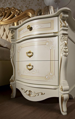 Cama doble, muebles de dormitorio, armario, mesita de noche con cajones, cómoda 5 piezas.