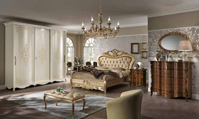 Cama cama doble mesita de noche armario cómoda dormitorio muebles 5 piezas.