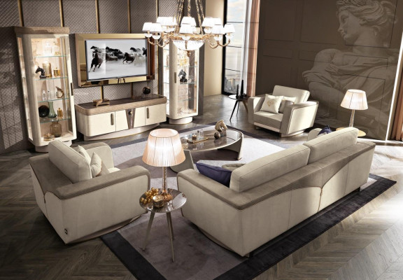 Conjunto de muebles para salón de 4 piezas. Vitrina de sala de estar, estantería, moderno conjunto de muebles de madera para TV.