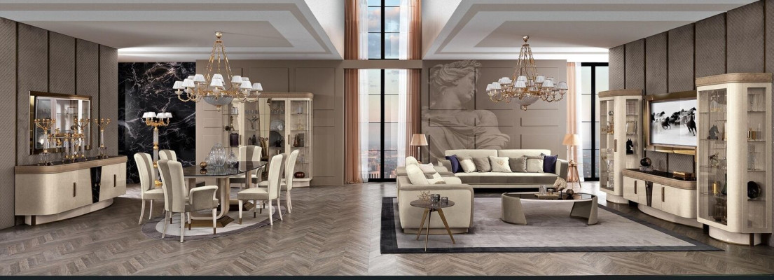 Conjunto de muebles para salón de 4 piezas. Vitrina de sala de estar, estantería, moderno conjunto de muebles de madera para TV.
