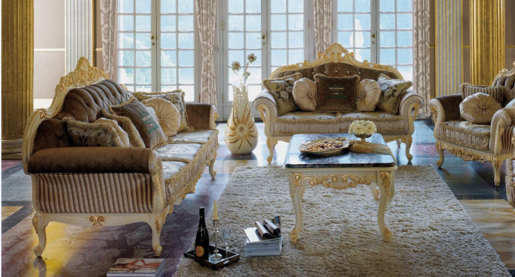 Conjunto de sofás de 3 + 2 plazas para la sala de estar, muebles tapizados de estilo Art déco, sofá de tela.