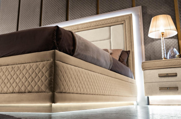 Muebles de diseño Moderno Lujo Camas Nuevas Cama 2x Mesita de noche 3 piezas Conjunto de dormitorio