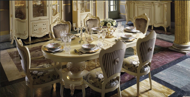 Conjunto de muebles de madera: 2 sillas con reposabrazos, 4 sillas y mesa. Nuevo juego de comedor de 7 piezas.