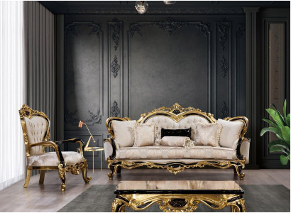 Sofá clásico de lujo, conjunto de sofás y sillones de sala de estar 3+1 asientos Chesterfield.