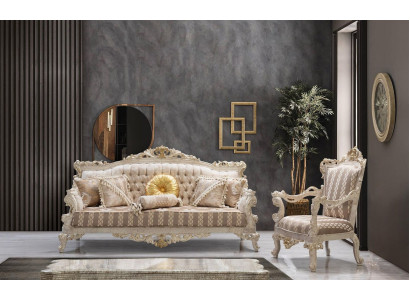 Sofá conjunto clásico de lujo con sofás y sillones, juego de sala de estar 3+1 asientos Chesterfield.