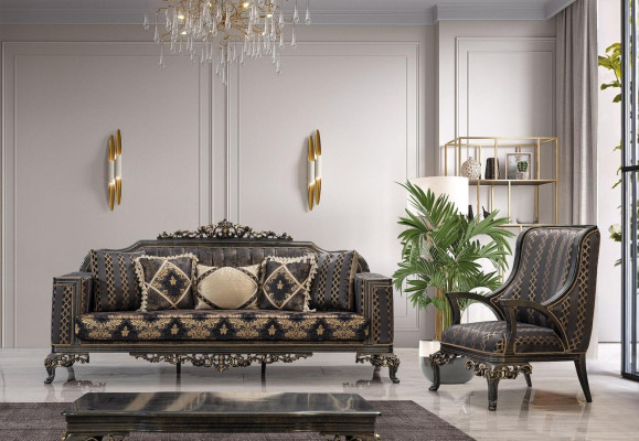Sofá Chesterfield de lujo 3+1 plazas para sala de estar clásica, sofá barroco tapizado.