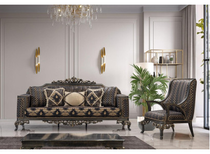 Sofá Chesterfield de lujo 3+1 plazas para sala de estar clásica, sofá barroco tapizado.