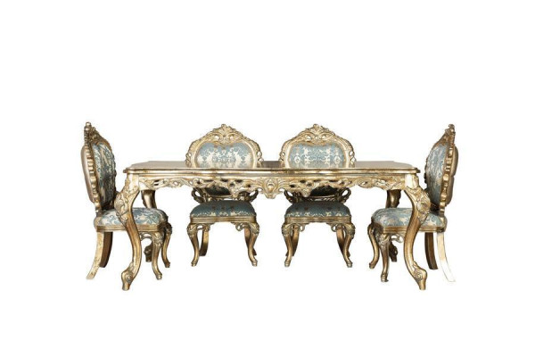 Sillas doradas Comedor Grupo de sillas Juego de sillas 4x Acolchado Acolchado