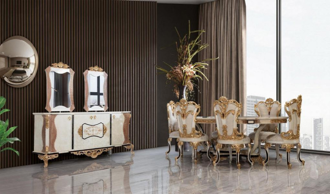 Mesa de lujo clásica de madera, mesas de estilo barroco rococó antiguo para sala de estar y comedor nuevo.