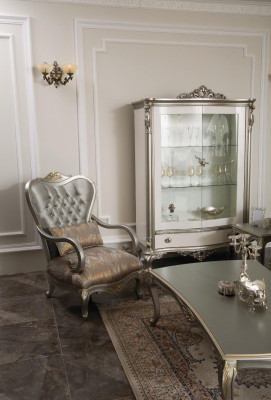 Vitrina clásica de plata estilo francés Muebles Aparador de cristal
